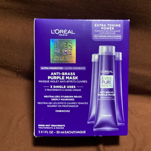 L'Oreal Ever Pure Anti-Brass Purple Mask Extra Pure Toning Rinse Out Treatments - Picture 2 of 9
